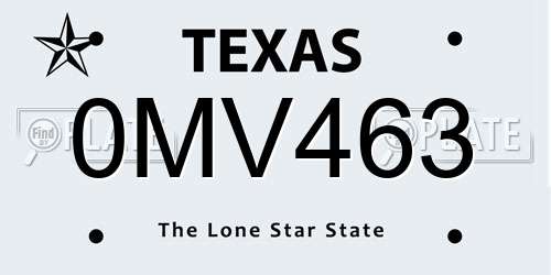 0MV463 Texas License Plate