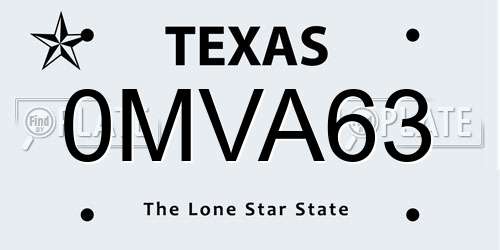 0MVA63 Texas License Plate