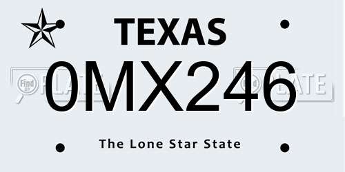 0MX246 Texas License Plate