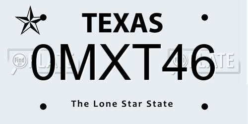 0MXT46 Texas License Plate