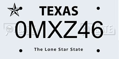 0MXZ46 Texas License Plate