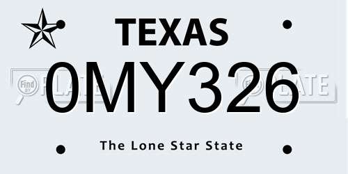 0MY326 Texas License Plate