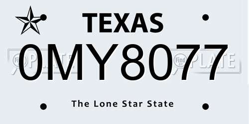 0MY8077 Texas License Plate