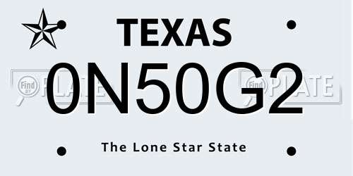 0N50G2 Texas License Plate