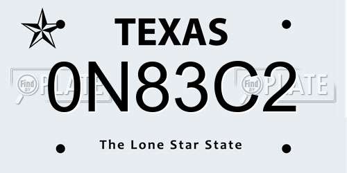 0N83C2 Texas License Plate