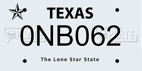 0NB062 Texas License Plate