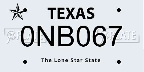 0NB067 Texas License Plate