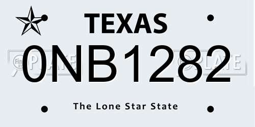 0NB1282 Texas License Plate