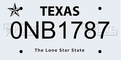 0NB1787 Texas License Plate