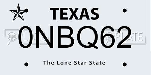 0NBQ62 Texas License Plate