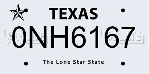 0NH6167 Texas License Plate