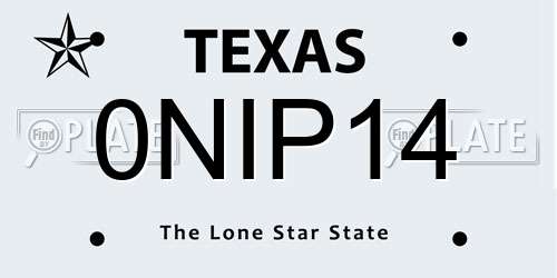 0NIP14 Texas License Plate