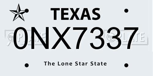 0NX7337 Texas License Plate