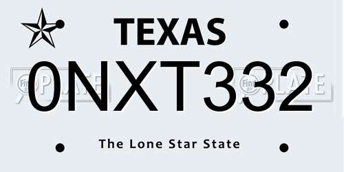 0NXT332 Texas License Plate