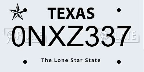0NXZ337 Texas License Plate