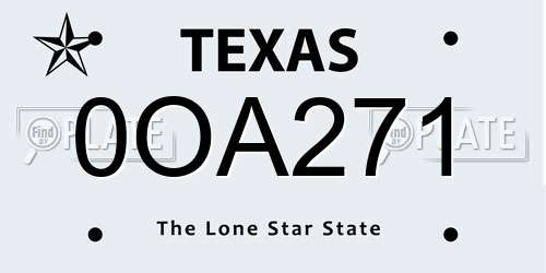 0OA271 Texas License Plate