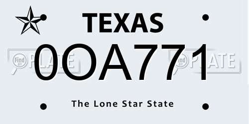 0OA771 Texas License Plate