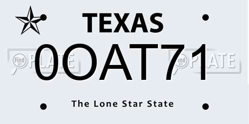 0OAT71 Texas License Plate