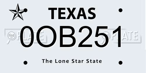 0OB251 Texas License Plate