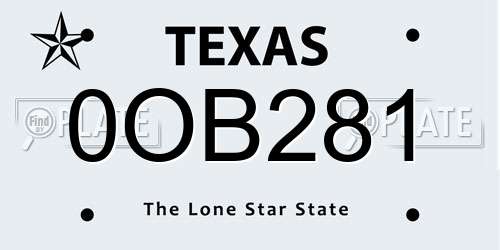 0OB281 Texas License Plate