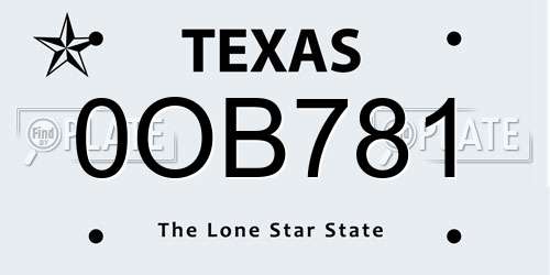 0OB781 Texas License Plate