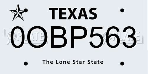 0OBP563 Texas License Plate