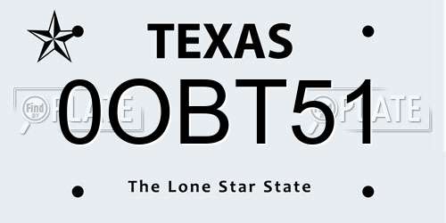 0OBT51 Texas License Plate