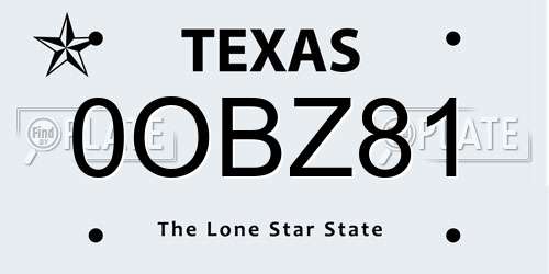 0OBZ81 Texas License Plate