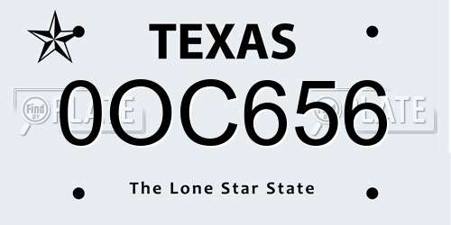 0OC656 Texas License Plate