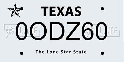 0ODZ60 Texas License Plate