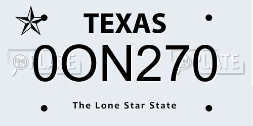 0ON270 Texas License Plate