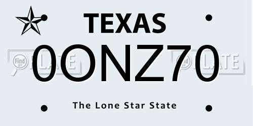 0ONZ70 Texas License Plate