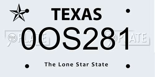 0OS281 Texas License Plate