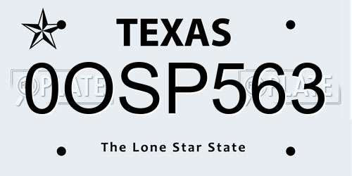 0OSP563 Texas License Plate