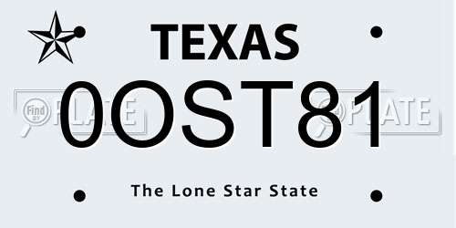 0OST81 Texas License Plate