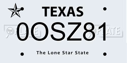 0OSZ81 Texas License Plate