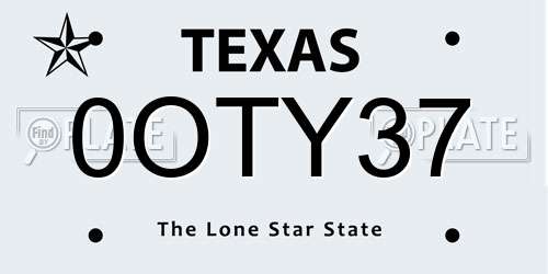 0OTY37 Texas License Plate
