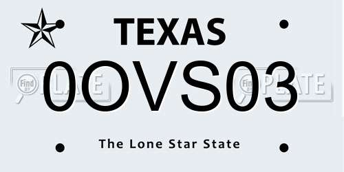 0OVS03 Texas License Plate
