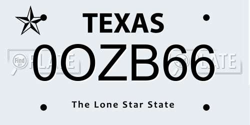 0OZB66 Texas License Plate