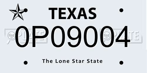 0P09004 Texas License Plate