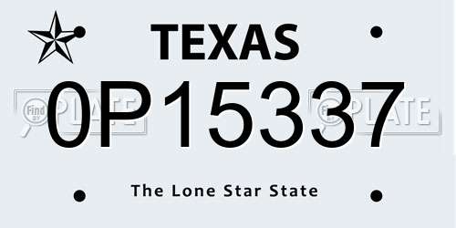 0P15337 Texas License Plate