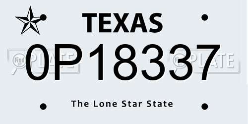 0P18337 Texas License Plate