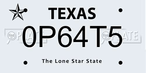 0P64T5 Texas License Plate