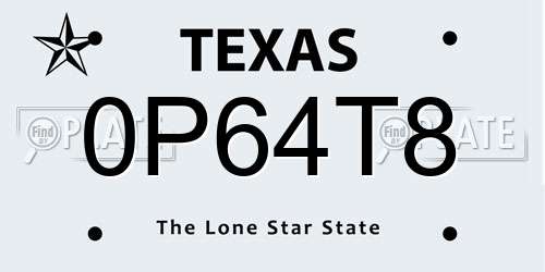 0P64T8 Texas License Plate