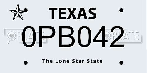 0PB042 Texas License Plate