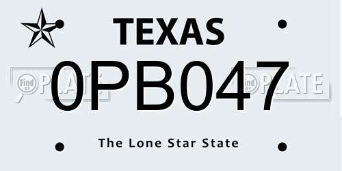 0PB047 Texas License Plate