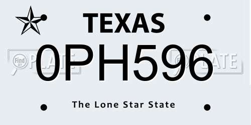 0PH596 Texas License Plate