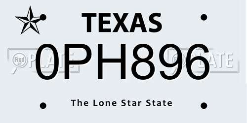 0PH896 Texas License Plate