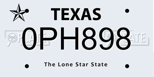 0PH898 Texas License Plate