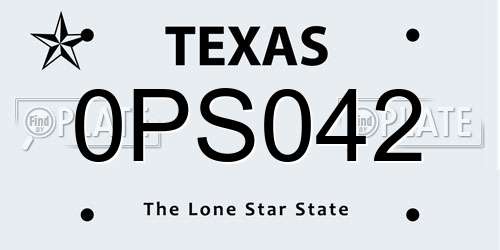 0PS042 Texas License Plate